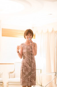 うるおい美漢茶２周年パーティー　うるおい美人ファンスピーチ　樋口智香子さん